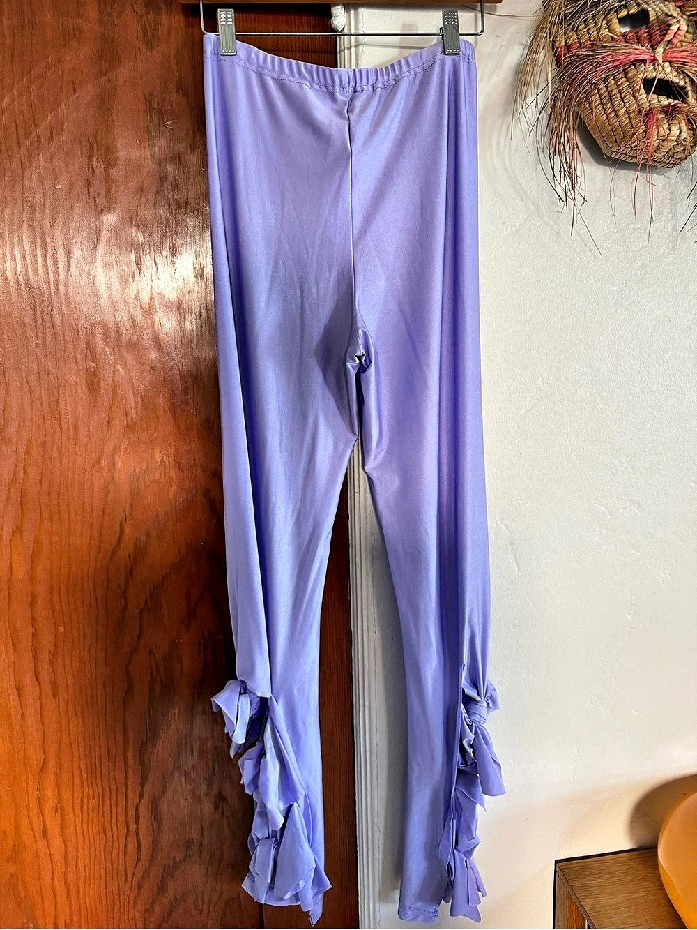 Comme des Garçons GC-T018-051-2-2 Ruffle Hem Leggings in Purple Size Small NWT
